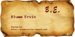 Blumm Ervin névjegykártya